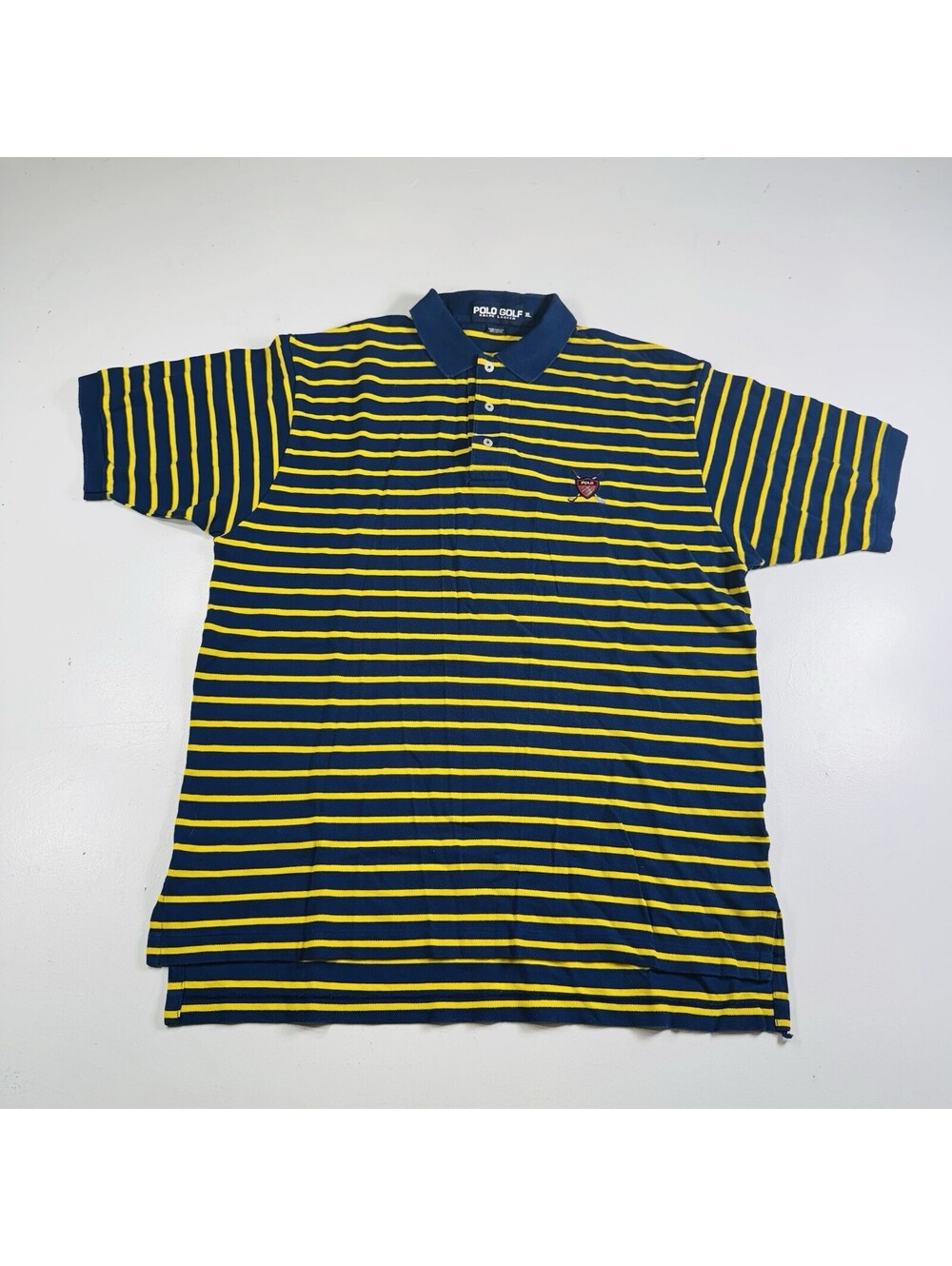 Polo Golf Ralph Lauren Golf Polo Shirt Navy Yellow Striped Men’s Size XL
